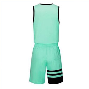 Ensemble de maillot de basket vert menthe à col en V sans manches avec bordure noire, taille élastique, coupe régulière, unisexe adulte, toutes saisons - Product Image 2