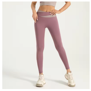 Custom Logo and Size Gym Wear Workout Fold Over Yoga <b>Pants</b> Sets Women Outdoor Comfort Stretch <b>Mesh</b> Cutout Yoga Leggings - Product Image 2
