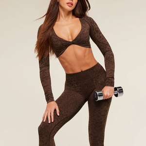 Soutien-gorge de sport athlétique pour femme, coupe ajustée, sans manches, col en V, séchage rapide, en coton tricoté et élasthanne - Product Image 4