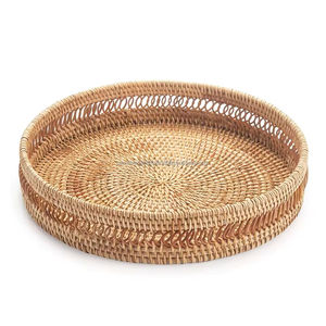 Bandeja de servir de ratán hecha a mano en Vietnam, pedidos al por mayor, logotipo personalizado, proveedor de bandejas de servir de ratán hechas a mano de Vietnam - Product Image 1
