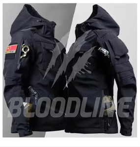 Chaqueta Táctica Negra con Capucha para Hombre Bloodline, Chaqueta de Invierno para Exteriores Resistente al Viento, Manga Larga, Logotipo Impreso en la Manga Izquierda - Product Image 3