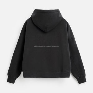 Customized 500GSM Cotton Fleece Boxy Thick Heavy Weight Winter Hoodie Men Unisex Acid Wash Sun Faded Applique Patch Embroidery - Product Image 6