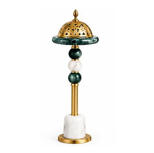 Quemador de Incienso de Cristal Azul con Tapa de Metal Plateado y Base de Pedestal - Product Image 6