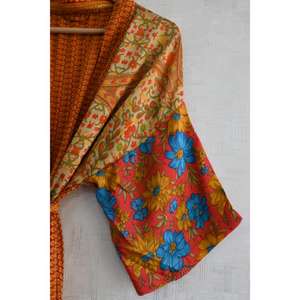 Kimono de Lujo con Parches de Seda para Mujer, Bata Larga de Diseño Bohemio, Ropa de Dormir, Regalo de Lujo - Product Image 4