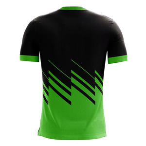 Men's <b>Black</b> Green Geometric Pattern Short Sleeve Sport <b>T</b>-<b>Shirt</b> Quick Dry Knitted Regular Fit O-Neck - Product Image 2