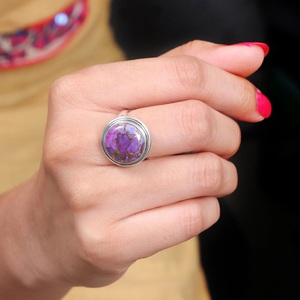 Natural Purple Copper Turquoise 925 Sterling Silver Handmade Designer <b>Ring</b> Elegant Gemstone Statement Jewelry <b>Boho</b> <b>Ring</b> - Product Image 2