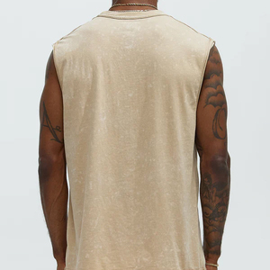 Camiseta sin Mangas de Algodón para Hombre con Logotipo Estampado en la Parte Delantera, Cuello Redondo Informal, Corte Regular, Diseño Transpirable - Product Image 2
