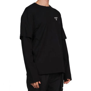 T-shirt personnalisé professionnel Boxy T-shirts graphiques coton sérigraphie thermique Double chemises à manches longues T-Shirts courts hommes - Product Image 2