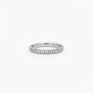 10K 14K 18K Solid Gold DEF Color VS VVS Clarity Round Lab Diamond Half Eternity <b>Proposal</b> <b>Ring</b> IGI Certified Stackable Love Band - Product Image 4