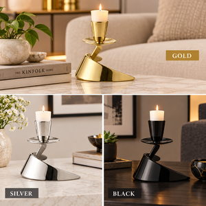 Support de bougie en laiton doré moderne avec ruban abstrait, bougeoir de luxe pour la maison, décoration de table, vente en gros - Product Image 2