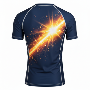 Maillot de compression à manches courtes personnalisé, sublimé, respirant, coutures durables, tissu premium, pour MMA, BJJ, surf et entraînement. - Product Image 2