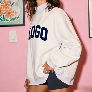 เสื้อสเวตเชิ้ตผู้หญิงทรงโอเวอร์ไซส์ แขนยาว พิมพ์ลายปักตัวอักษร คอเต่า มีฮู้ด สวมกลับด้านได้ ผลิตตามแบบที่กำหนด - Product Image 5