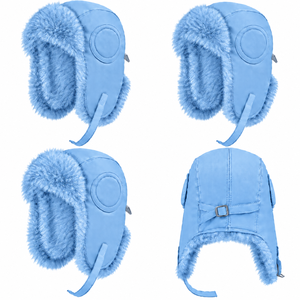 Bonnet de ski bleu clair avec protège-oreilles coupe-vent, chapeau d'extérieur chaud pour adultes, style décontracté - Product Image 1