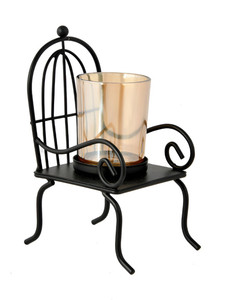 <b>Black</b> Metal Chair Candle Holder With Glass Cup Creative Mini <b>Armchair</b> Tealight Votive Holder For Home Decor - Product Image 6
