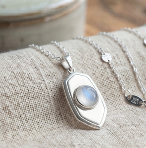 Collar con Colgante de Piedra Natural de Plata de Ley 925, Cadena con Eslabones de Piedra Lunar para Mujer, Regalo de Aniversario o Fiesta - Product Image 1