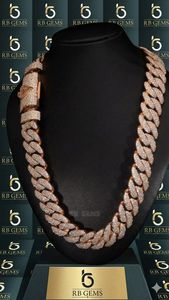 RB GEMS Men's Rose Gold Plated <b>Rope</b> <b>Chain</b> Necklace With Moissanite Micro Insert Statement Hip Hop Jewelry - Product Image 3