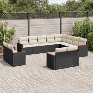 Grand ensemble de canapés de jardin en rotin PE noir avec structure en acier thermolaqué – Mobilier d'extérieur haut de gamme - Product Image 1