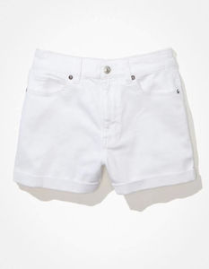 Shorts de mezclilla elásticos estructurados de peso medio para mujer con logo personalizado al por mayor, de tiro súper alto y cómodos - Product Image 1