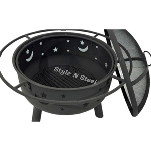 Moon Design Luxury Iron <b>Fire</b> <b>Pit</b> with Heat Resistant Paint Freestanding Design Coal/Wood Burning Outdoor Heater - Product Image 1