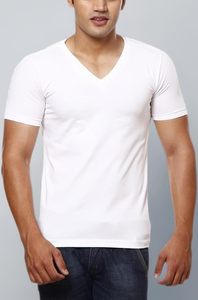 Comfortable Casual Clothing Cotton Blend V Neck Mens T Shirt Regular Fit Short Sleeve - Product Image 3