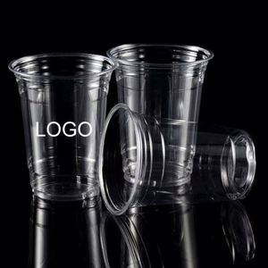 Vasos Desechables de Plástico Transparente para Bebidas Frías, Té de Burbujas, Jugo, con Tapa de 98 mm y 16 oz, con Logotipo Personalizado, para Regalos Promocionales - Product Image 1