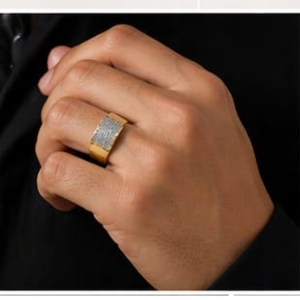 Elegant 22K Gold Mens <b>Ring</b> with Diamond Grid Design Stylish Heavy <b>Finger</b> <b>Ring</b> for Men Luxury Jewellery for Daily Wear - Product Image 5