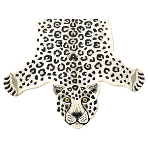 Tapis de sol pour enfants, moderne, tufté à la main, en forme de léopard des neiges blanc, tapis décoratif mignon en forme de silhouette de guépard sauvage - Product Image 2
