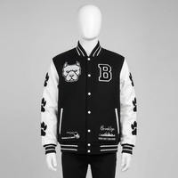 Veste bomber en tissu de laine personnalisée de haute qualité OEM, pour l'hiver, avec logo sur le devant, pour garder au chaud