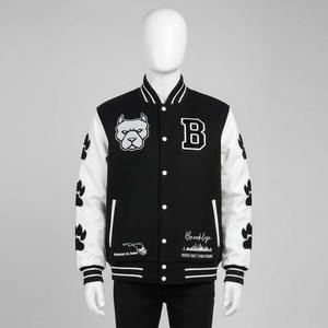 Veste bomber en tissu de laine personnalisée de haute qualité OEM, pour l'hiver, avec logo sur le devant, pour garder au chaud - Product Image 4