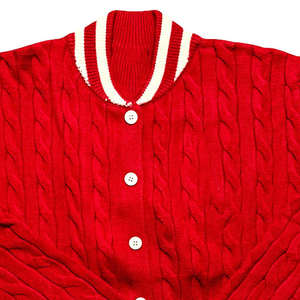 Cardigan en tricot rouge Delta Sorority pour femme, pull à manches longues en coton, broderie grecque, logo DST, col en V, style universitaire - Product Image 2