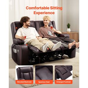 Divano Reclinabile Elettrico a Due Posti con Riscaldamento, Massaggio e Timer, in Pelle PU, Alimentato tramite USB - Product Image 6