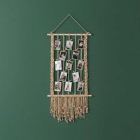 Tapisserie murale en macramé en coton, étagère en bois, rideau à franges tissé à la main, contemporain, écologique, haute qualité, anniversaire