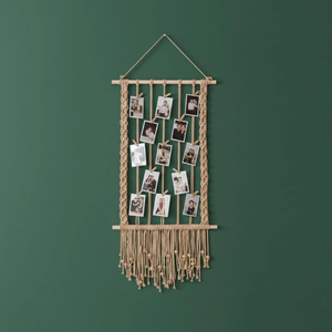 Macrame Cotton Wall Hanging Tapestry Wooden Shelf Handwoven Contemporary <b>Tassel</b> <b>Curtain</b> Eco-Friendly High Quality Anniversary - Product Image 2