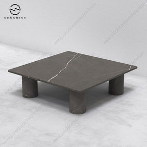 Table basse minimaliste en marbre, mobilier de jardin moderne, design en pierre durable - Product Image 3