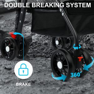 Poussette pour animaux de compagnie à quatre roues de luxe TH-PPS-359 avec coussin détachable pare-soleil réglable et cadre solide en acier inoxydable - Product Image 4