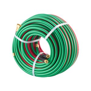 Tuyau double oxyacétylène 1/4 x 100 pieds pour soudage et brasage, raccord 9/16'' 18 B, 300 PSI, pour torche de découpe de grade T - Product Image 2
