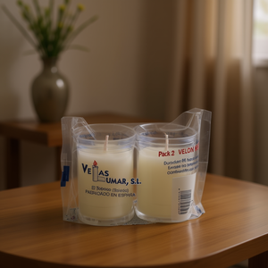 Set of 2 Transparent Velon Media Trentparente Cylinder-<b>Shaped</b> Paraffin Pillar <b>Candles</b> for Home Decoration - Product Image 2