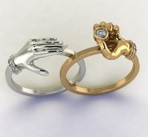Beautiful 925 Silver <b>Gold</b> Silver Hand <b>Ring</b> Round CZ Stone Love Symbol Women Fashion Jewelry Gift - Product Image 3