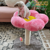 Tiang Garukan Kucing Berbentuk Bunga Pink dengan Tali Sisal, Tempat Tidur Kucing Motif Bunga yang Lucu untuk Kucing Indoor dari Eco2go Vietnam