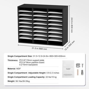 Organizzatore per Documenti in MDF a 27 Scomparti con Ripiani Regolabili per Casa, Scuola, Ufficio Postale, Vassoi Portadocumenti - Product Image 4