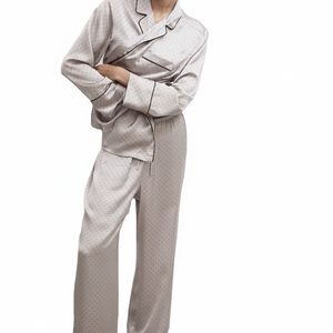 Ensemble deux pièces pour femme, haut à col roulé à pois et legging, en polyester très extensible et confortable, idéal pour la détente, collection automne-hiver - Product Image 6