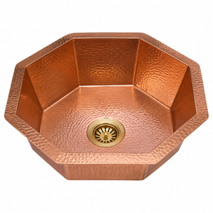 Évier de cuisine octogonal en cuivre martelé fait main, style ferme, pour préparation culinaire, à encastrer ou à poser, fabricant et fournisseur OEM pour hôtels - Product Image 1