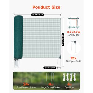 Malla de seguridad para jardín de 3.9 x 98.4 pies, valla temporal con postes y estacas de doble punta, malla plástica para cercado Guy R - Product Image 2