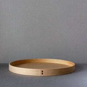 Plateau décoratif rond en bois, design minimaliste, poignée artisanale, emballage en une seule pièce - Product Image 3