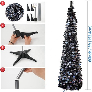 Precio <span class=keywords><strong>de</strong></span> fábrica, árbol <span class=keywords><strong>de</strong></span> <span class=keywords><strong>Navidad</strong></span> emergente, negro, 5 pies, plegable, árbol <span class=keywords><strong>de</strong></span> oropel <span class=keywords><strong>de</strong></span> <span class=keywords><strong>Navidad</strong></span> emergente - Product Image 5