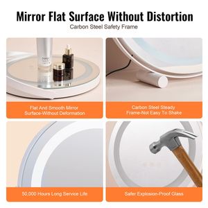 Specchio da Trucco LED Art Deco da 3,6 Metri con 3 Modalità di Illuminazione, Ingrandimento 5X, Controllo Touch Intelligente - Product Image 6