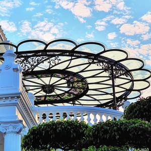 Custom Iron European Outdoor Hotel Furniture Stained Glass <b>Canopy</b> Decorative Pendant <b>Roof</b> Floral Pattern Entryway Balcony Cover - Product Image 6