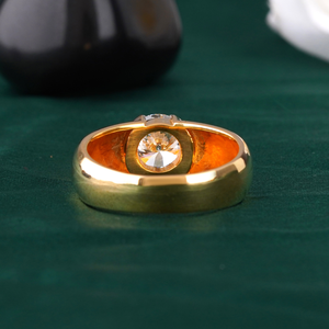 2.05 CT Lab Grown Diamond <b>Mens</b> Solitaire <b>Ring</b> 14K Solid Yellow Gold with White Gold Prong Setting VVS-VS DEF Wedding Band - Product Image 4