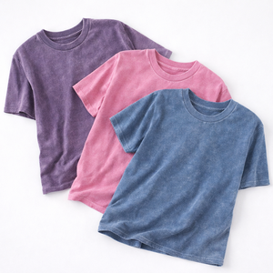 Camiseta unisex con lavado ácido, logotipo personalizado, venta al por mayor, transpirable, estilo vintage, lavado ácido, oversize, duradera, lisa, para mujer - Product Image 1