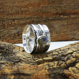 Labradorite <b>Spinner</b> <b>Ring</b> 925 Sterling <b>Silver</b> Handmade Fidget Meditation Jewelry <b>Ring</b> - Product Image 3